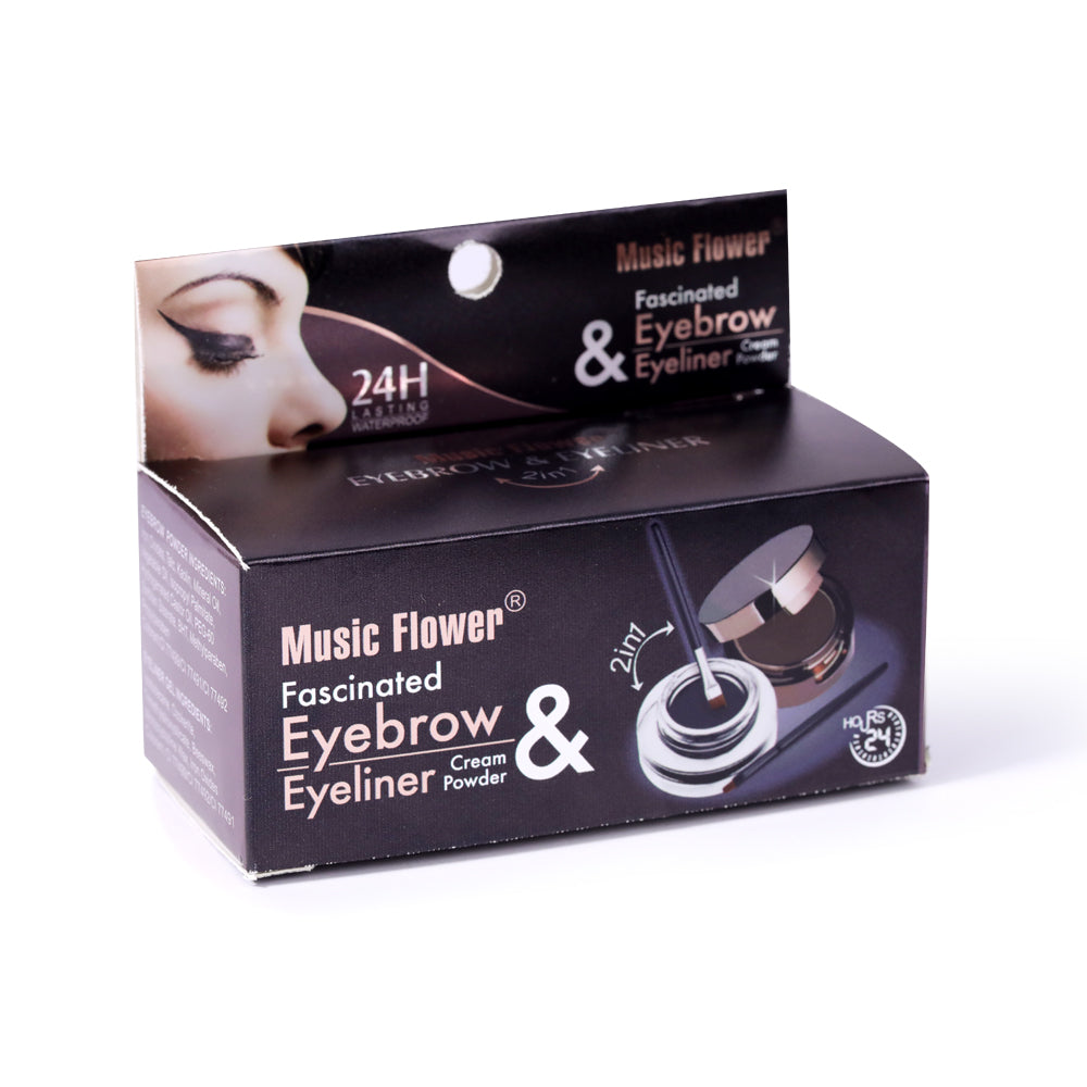 4 in 1 Gel Eyeliner and Eyebrow Powder Kit Brown Black Water-proof with Eye Liner Brush