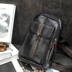New Korean style trendy casual crazy horse leather small bag men's crossbody bag shoulder bag chest trendy bag