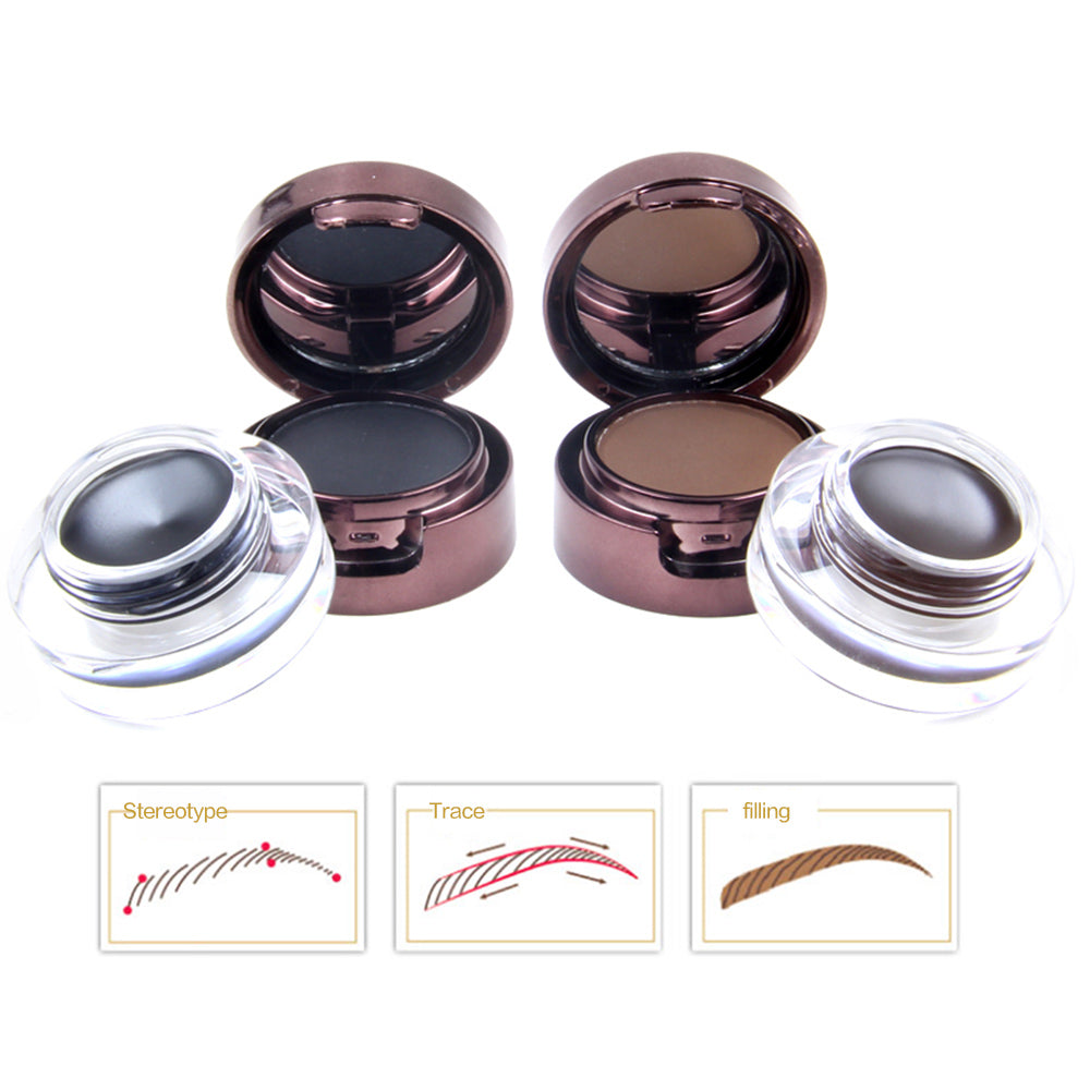4 in 1 Gel Eyeliner and Eyebrow Powder Kit Brown Black Water-proof with Eye Liner Brush