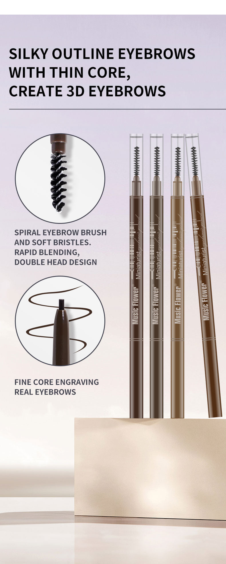 3 PCS Eyebrow Color Set Include Clear Eyebrow Gel,Eyebrow Pencil,Waterproof Eyebrow Pomade ,Long Lasting Eyebrow Makeup Kits