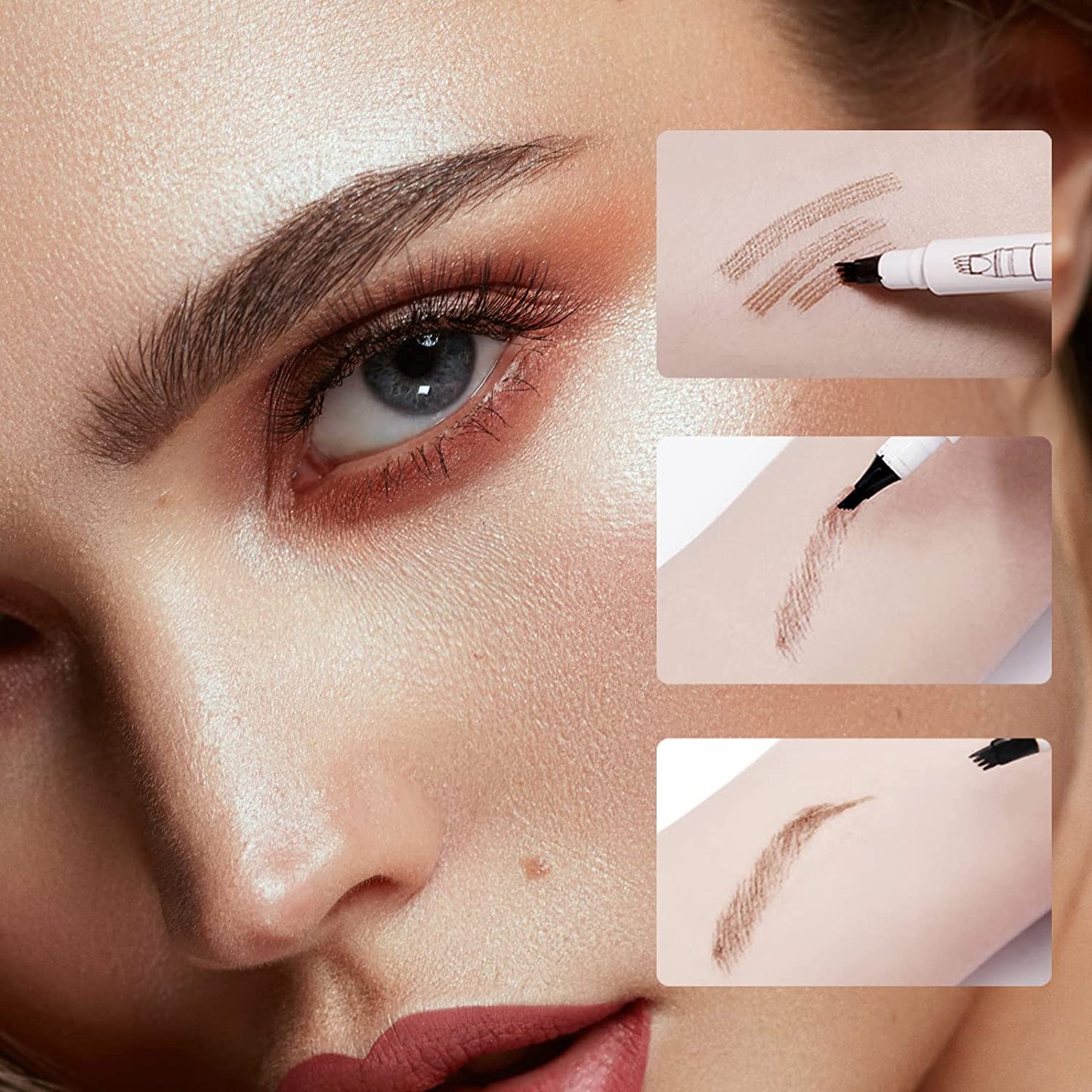Music Flower Eyebrow Pencil, Liquid Eyebrow Pen, Waterproof Brow Pen with Micro-Fork Tip, Smudgeproof Long Lasting Fine Sketch Microblading Pen