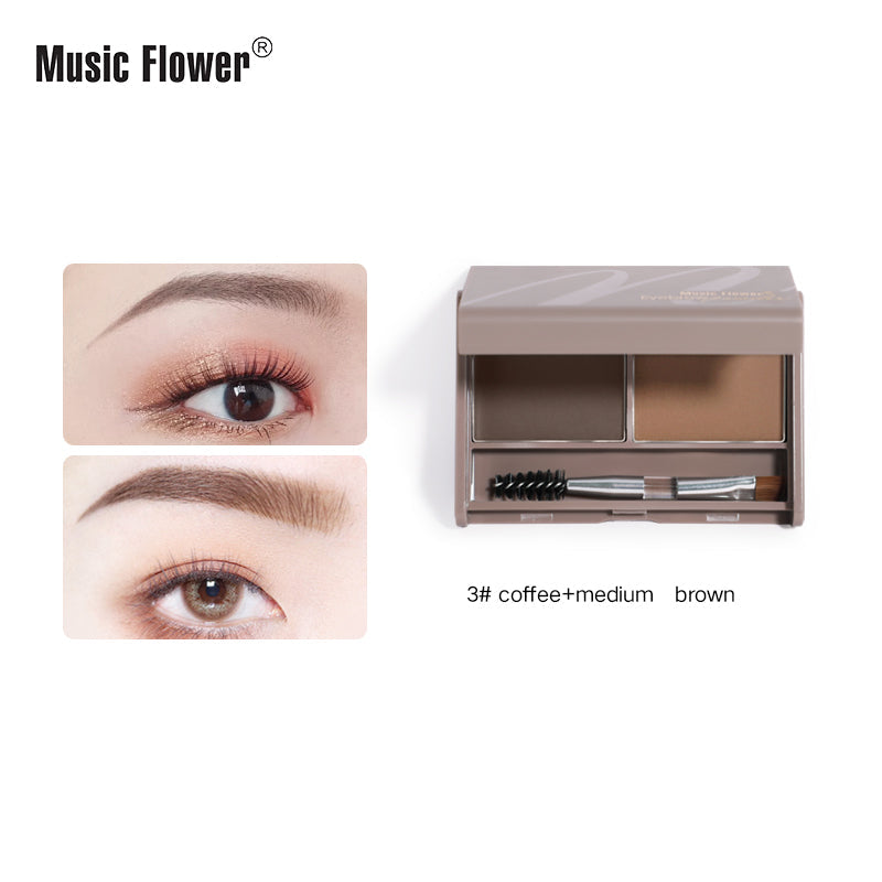 Music Flower 3D Brow Natural Soft Multi-purpose 2 Colors Waterproof Smudge-proof Eyebrow Powder