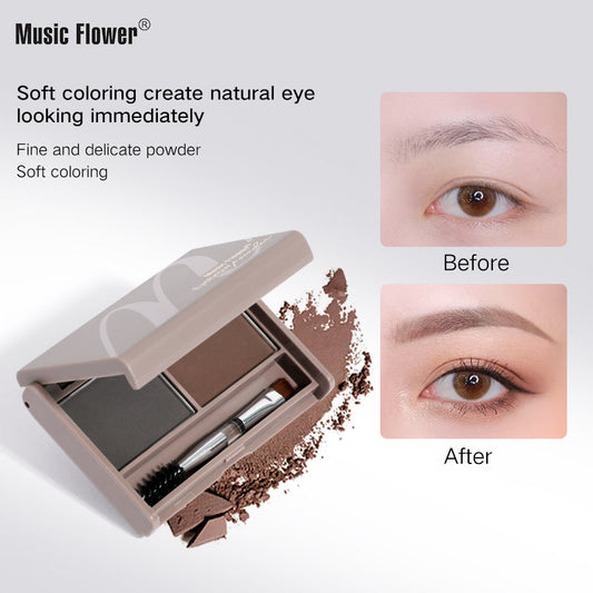 Music Flower 3D Brow Natural Soft Multi-purpose 2 Colors Waterproof Smudge-proof Eyebrow Powder