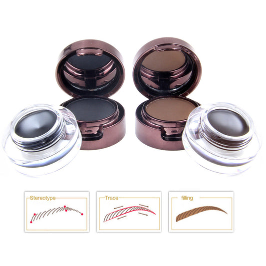 4 in 1 Gel Eyeliner and Eyebrow Powder Kit Brown Black Water-proof with Eye Liner Brush