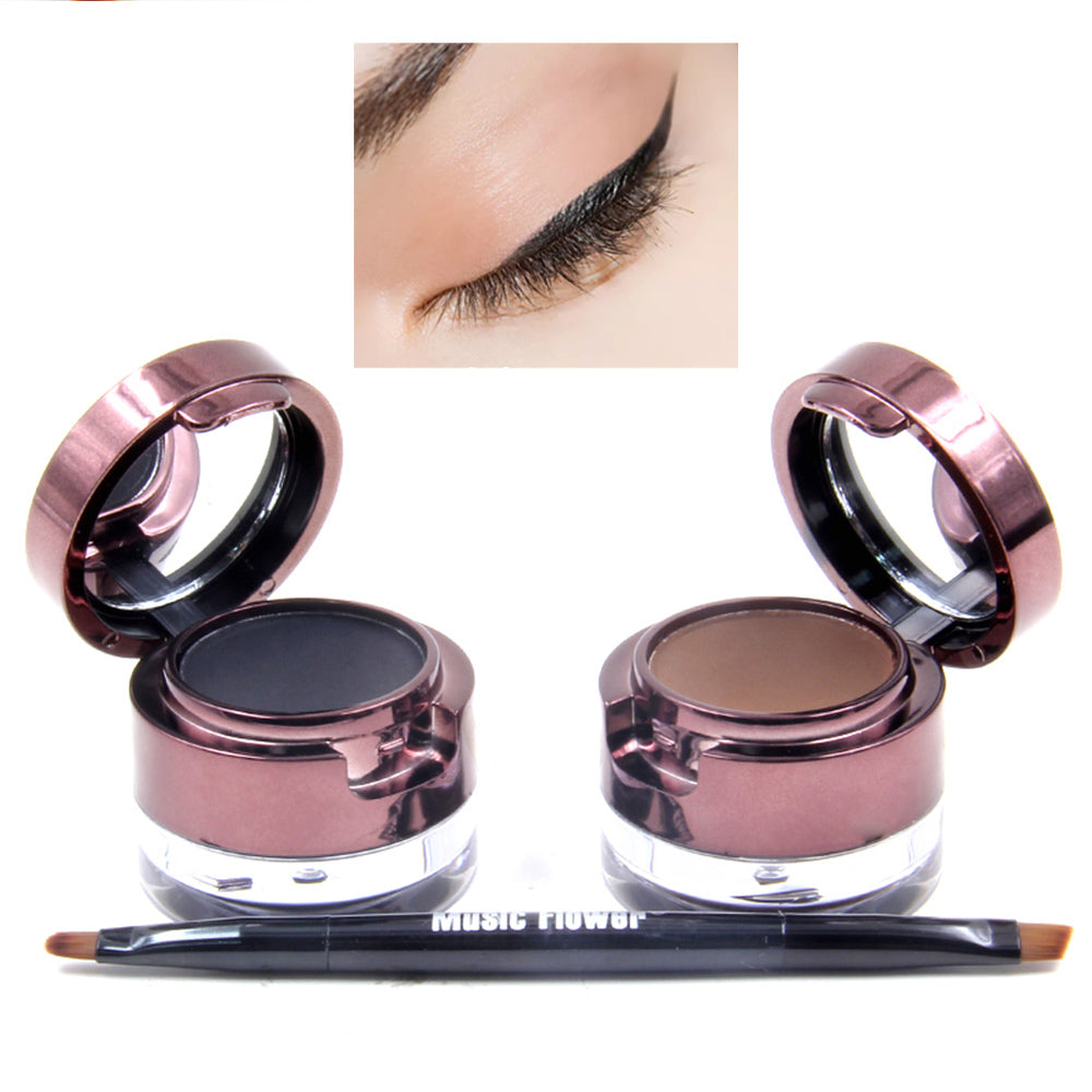 4 in 1 Gel Eyeliner and Eyebrow Powder Kit Brown Black Water-proof with Eye Liner Brush