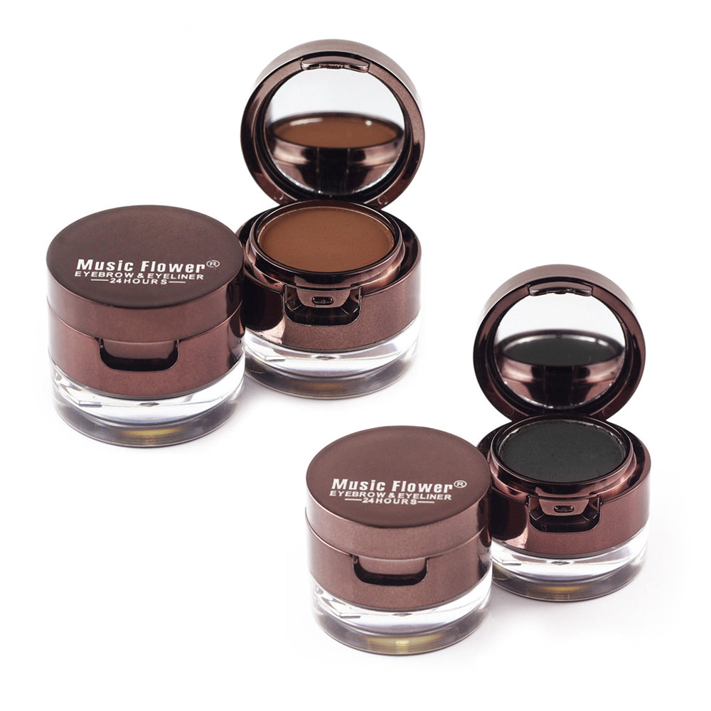 4 in 1 Gel Eyeliner and Eyebrow Powder Kit Brown Black Water-proof with Eye Liner Brush