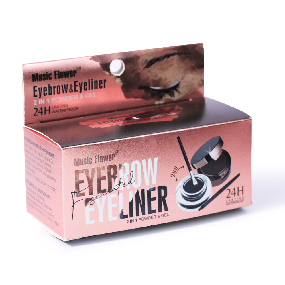 4 in 1 Gel Eyeliner and Eyebrow Powder Kit Brown Black Water-proof with Eye Liner Brush