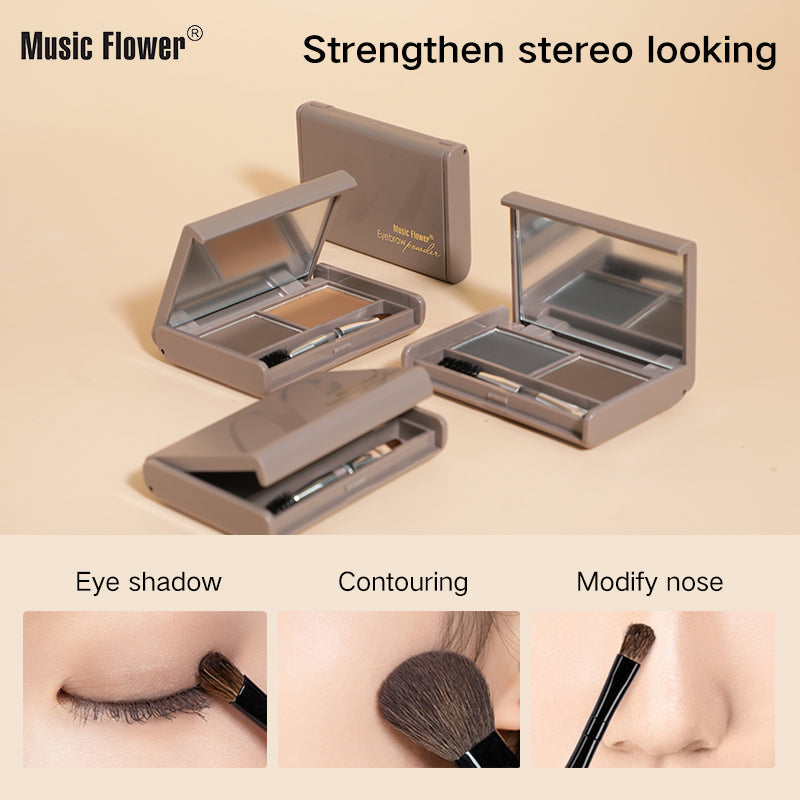 Music Flower 3D Brow Natural Soft Multi-purpose 2 Colors Waterproof Smudge-proof Eyebrow Powder
