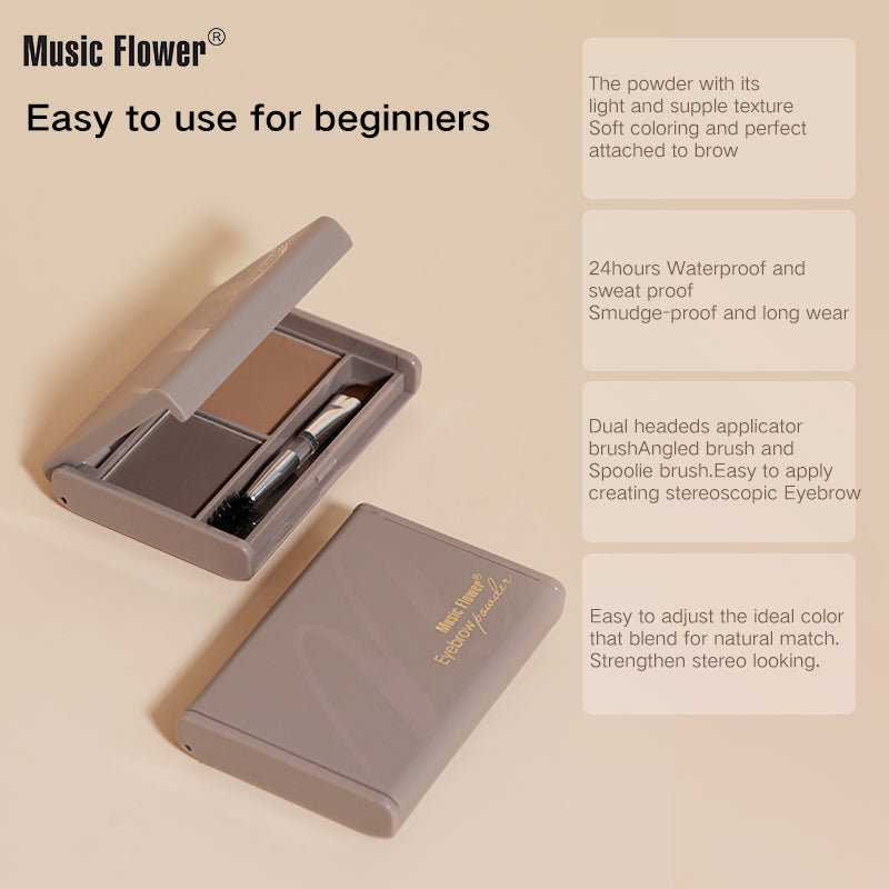 Music Flower 3D Brow Natural Soft Multi-purpose 2 Colors Waterproof Smudge-proof Eyebrow Powder