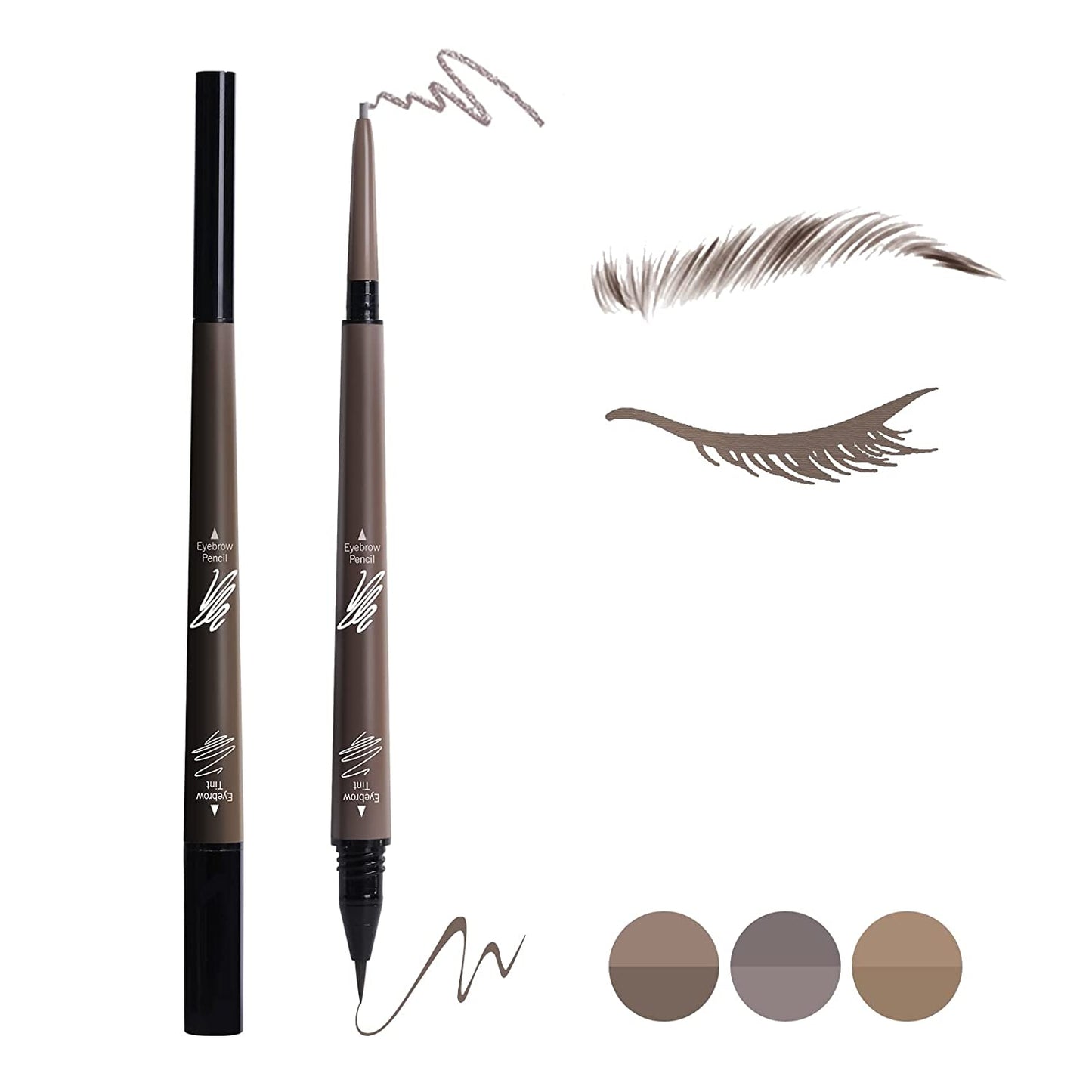 Music Flower 2 in 1 Eyebrow Pencil - Waterproof &amp; Long Lasting Liquid Eyebrow Pen - Dual Ended Pencil Fills and Defines Brow Tint with the Precision &amp; Definition of Microblading