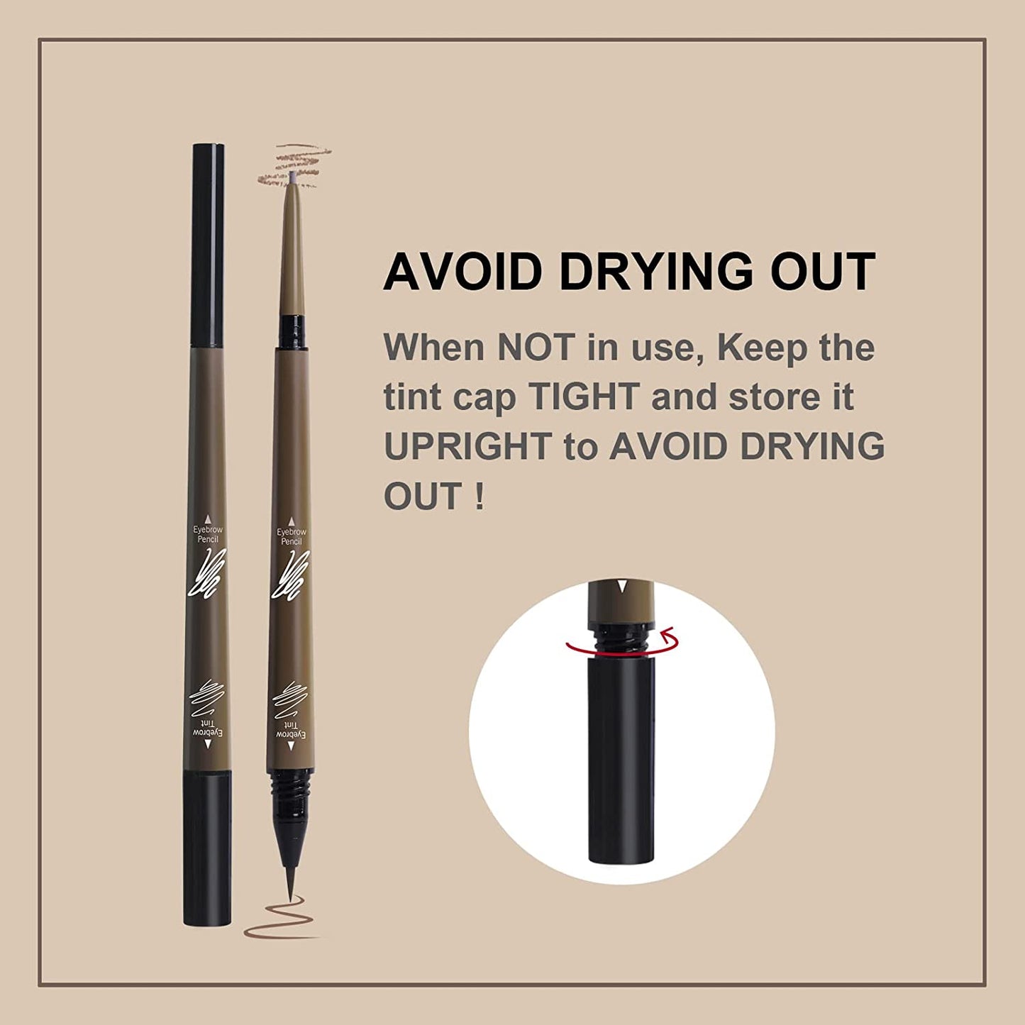 Music Flower 2 in 1 Eyebrow Pencil - Waterproof &amp; Long Lasting Liquid Eyebrow Pen - Dual Ended Pencil Fills and Defines Brow Tint with the Precision &amp; Definition of Microblading
