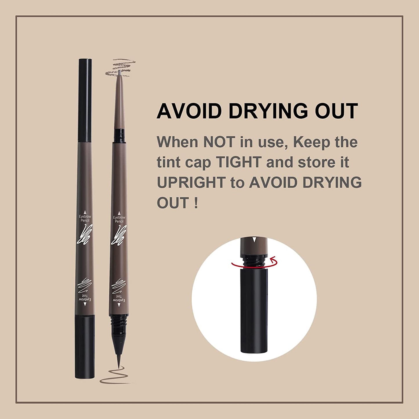 Music Flower 2 in 1 Eyebrow Pencil - Waterproof &amp; Long Lasting Liquid Eyebrow Pen - Dual Ended Pencil Fills and Defines Brow Tint with the Precision &amp; Definition of Microblading