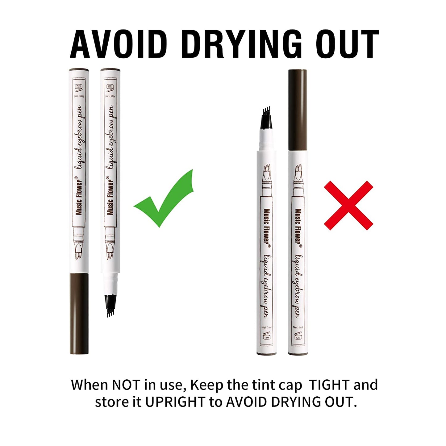 Music Flower Eyebrow Pencil, Liquid Eyebrow Pen, Waterproof Brow Pen with Micro-Fork Tip, Smudgeproof Long Lasting Fine Sketch Microblading Pen