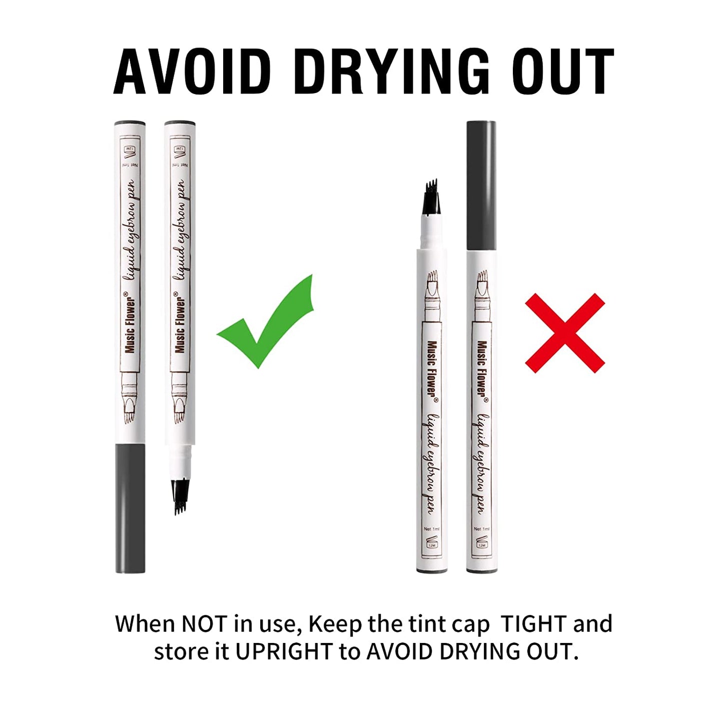 Music Flower Eyebrow Pencil, Liquid Eyebrow Pen, Waterproof Brow Pen with Micro-Fork Tip, Smudgeproof Long Lasting Fine Sketch Microblading Pen