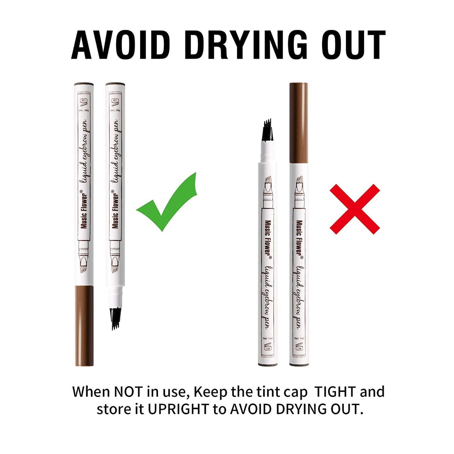 Music Flower Eyebrow Pencil, Liquid Eyebrow Pen, Waterproof Brow Pen with Micro-Fork Tip, Smudgeproof Long Lasting Fine Sketch Microblading Pen