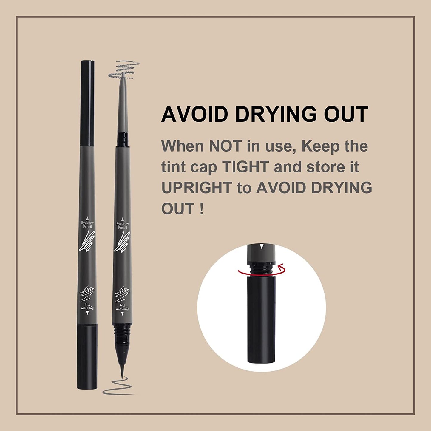 Music Flower 2 in 1 Eyebrow Pencil - Waterproof &amp; Long Lasting Liquid Eyebrow Pen - Dual Ended Pencil Fills and Defines Brow Tint with the Precision &amp; Definition of Microblading