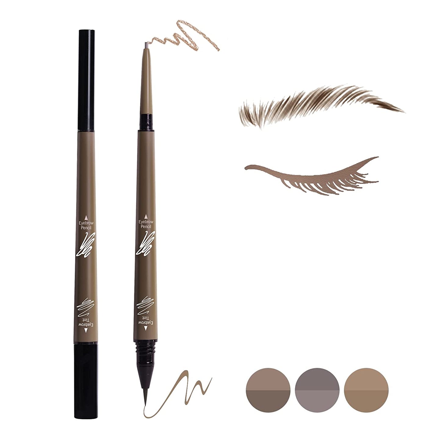 Music Flower 2 in 1 Eyebrow Pencil - Waterproof &amp; Long Lasting Liquid Eyebrow Pen - Dual Ended Pencil Fills and Defines Brow Tint with the Precision &amp; Definition of Microblading