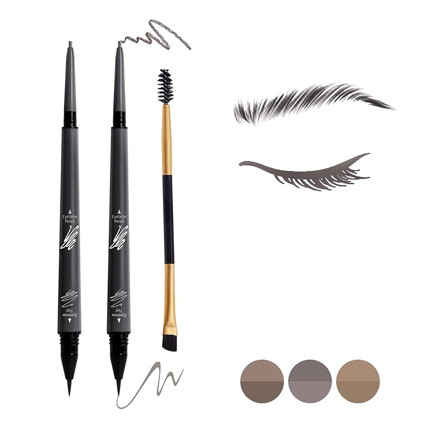 Music Flower 2 in 1 Eyebrow Pencil - Waterproof &amp; Long Lasting Liquid Eyebrow Pen - Dual Ended Pencil Fills and Defines Brow Tint with the Precision &amp; Definition of Microblading