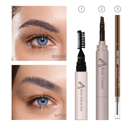 3 PCS Eyebrow Color Set Include Clear Eyebrow Gel，Eyebrow Pencil，Waterproof Eyebrow Pomade ,Long Lasting Eyebrow Makeup Kits