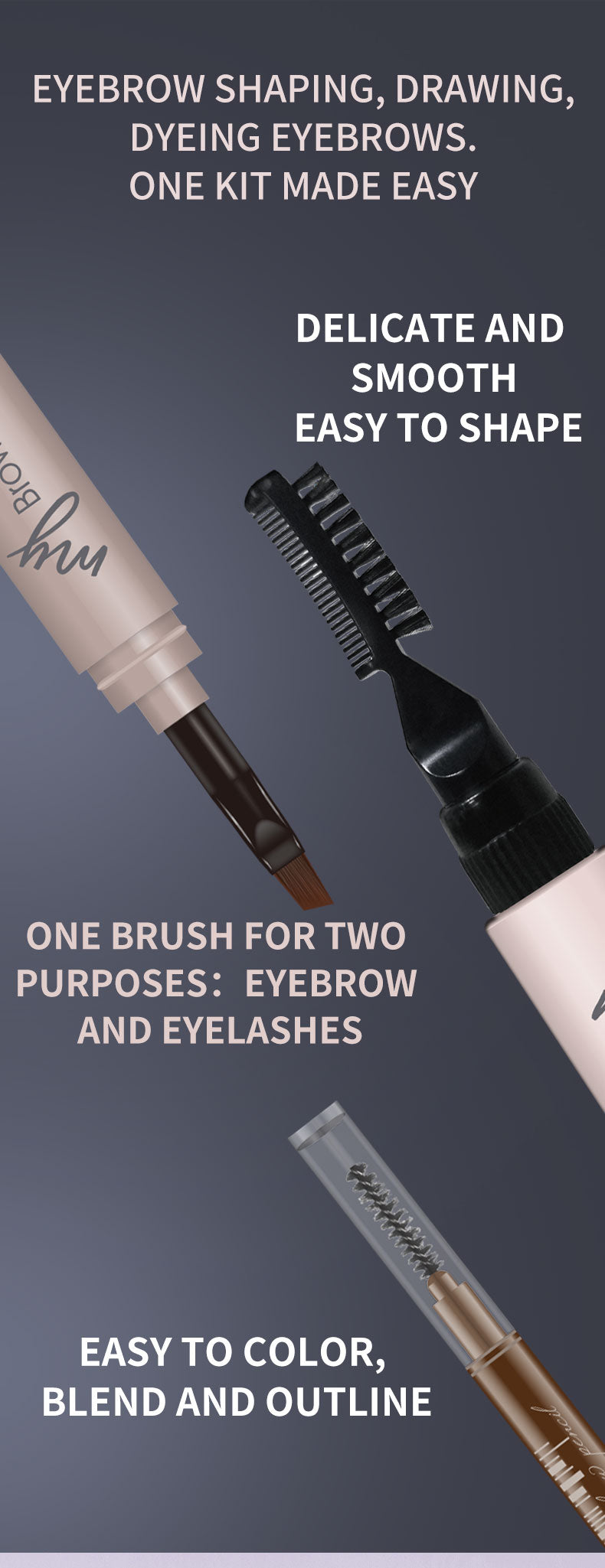 3 PCS Eyebrow Color Set Include Clear Eyebrow Gel，Eyebrow Pencil，Waterproof Eyebrow Pomade ,Long Lasting Eyebrow Makeup Kits