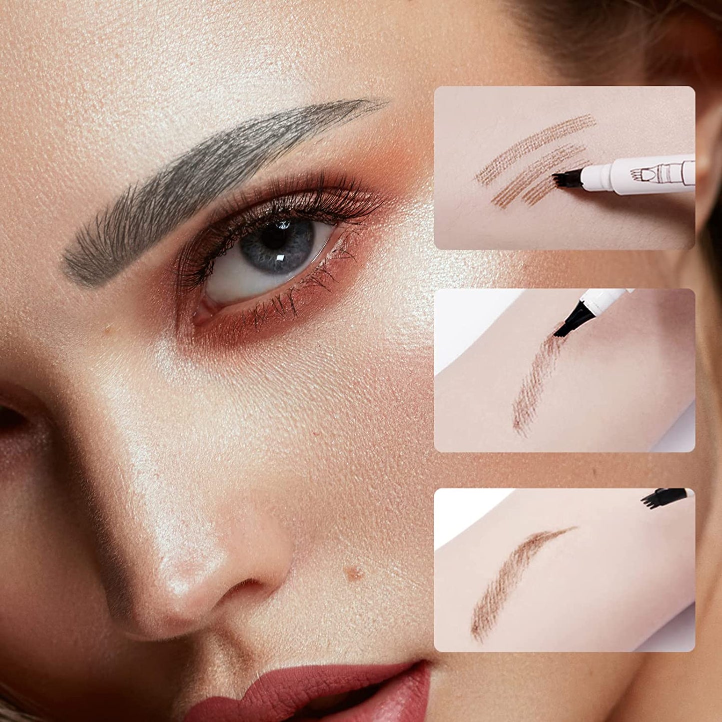 Music Flower Eyebrow Pencil, Liquid Eyebrow Pen, Waterproof Brow Pen with Micro-Fork Tip, Smudgeproof Long Lasting Fine Sketch Microblading Pen