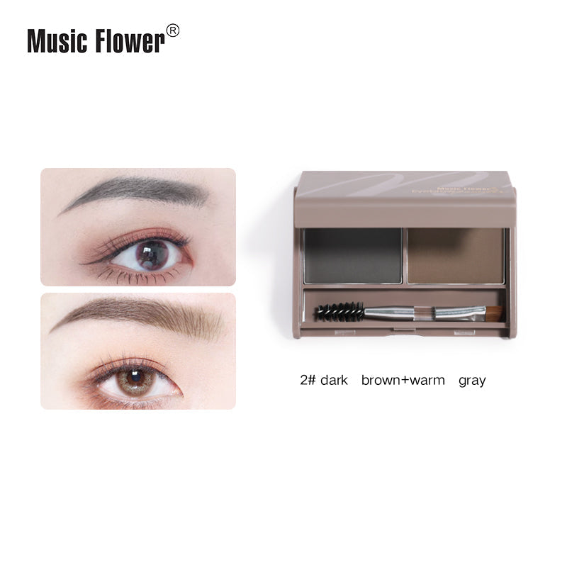 Music Flower 3D Brow Natural Soft Multi-purpose 2 Colors Waterproof Smudge-proof Eyebrow Powder